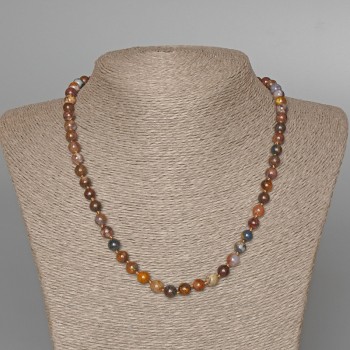 Petersite Necklace with a natural stone smooth bead, 7 mm diameter, 49 cm length