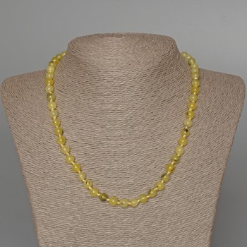 Necklace Yellow Turquoise smooth bead, diameter 6.5 mm, length 48 cm