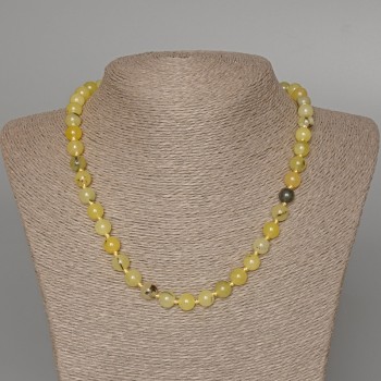 Necklace of Yellow Turquoise, Smooth Beads, Diameter 8.5 mm, Length 50 cm