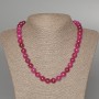Raspberry Tourmaline Bead Necklace with Smooth Beads, 10 mm Diameter, 47 cm Length