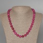 Raspberry Pink Tourmaline Necklace with Smooth Beads, 10 mm Diameter, 50 cm Length