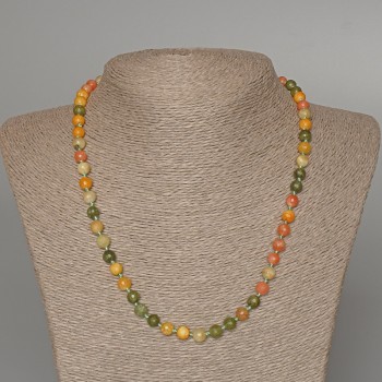 Assortment Necklace of Natural Stone with Faceted Beads, 6.5 mm Diameter, 51 cm Length