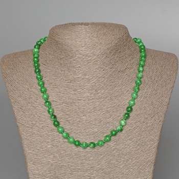 Imitation Chrysoprase Necklace – smooth beads, 6.5 mm diameter ±, length 47 cm ±
