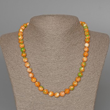 Necklace 'Variscite' (acrylic imitation) green, orange and white colors, smooth beads, diameter 8.5 mm, length 47 cm