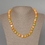 Necklace 'Variscite' (acrylic) green, orange and white colors, smooth bead, 10 mm diameter, length 47 cm