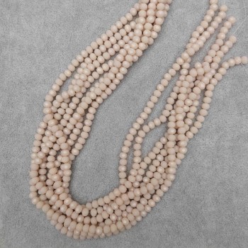 Beige Czech Crystal Beads, Faceted Rondelle, 6 x 4.5 mm, 41 mm Length on Thread