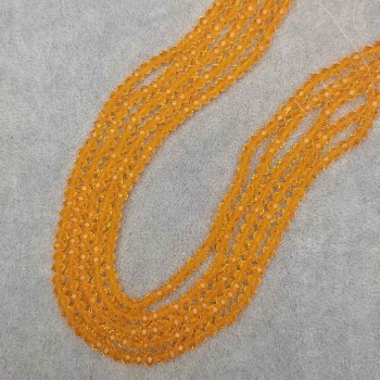 Beads Czech Crystal orange transparent faceted rondelle, diameter 6x5mm, length 41mm, on fishing line