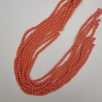Orange Czech Crystal Faceted Rondelle Beads, 6x5 mm diameter ±, 43 mm length ± on beading thread