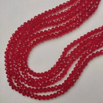 Red Transparent Czech Crystal Faceted Rondelle Beads, 6x5 mm, 37 mm Length on Beading Thread