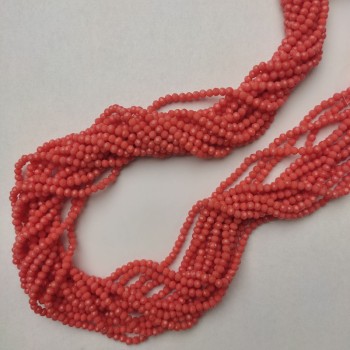 Carrot-Orange Czech Crystal Faceted Rondelle Beads, 3x2.5 mm diameter, 41 mm length on beading thread