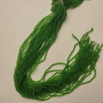 Beads Czech Crystal Green, Transparent, Faceted Rondel, Diameter 3x2.5 mm, Length 37 cm on thread