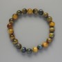 Bracelet Yellow-Gray Cat's Eye natural stone smooth bead, 8mm diameter±, 18cm length± (stretch)
