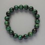 Green Cat's Eye Bracelet, Natural Stone, Smooth Beads, 10mm Diameter +/-, 18cm Length +/- (Stretch)
