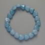 Bracelet 'Heart' with natural aquamarine gemstone, bead size 10x10x5 mm +/-, length 18 cm +/- (stretch)