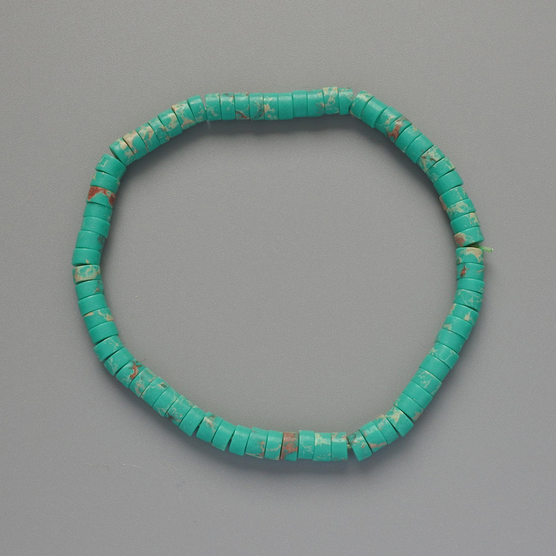 Turquoise Variscite Bracelet (pressed) Discs, diameter 4.5×2.5 mm, length 18 cm (stretch)