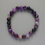 Purple Agate Bracelet with Natural Stone, Smooth Beads, 8 mm Diameter, 18 cm Length (Stretch)