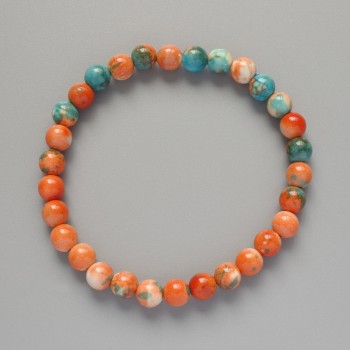 Bracelet 'Variscite' (acrylic imitation) orange, blue and white colors, smooth bead, diameter 6.5 mm, length 18 cm (stretch)
