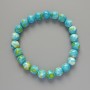 Bracelet 'Variscite' (imitation acrylic) blue, white and yellow colors, smooth bead, diameter 8.5mm +/-, length 18cm +/- (stretch)