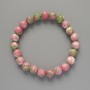 Bracelet "Variscite" (Imitation acrylic) pink, white and green colors, smooth bead, diameter 8.5 mm, length 18 cm ± (stretch)