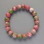 Bracelet 'Variscite' (imitation acrylic) pink, white and green colors, smooth bead, diameter 10mm+-, length 18cm+- (stretch)