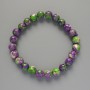 Bracelet 'Variscite' (Imitation Acrylic) Purple, White, and Green Colors, Smooth Bead, Diameter 8.5 mm ±, Length 18 cm ± (Stretch)