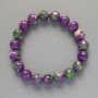 Bracelet "Variscite" (imitation acrylic) purple, white, and green colors, smooth beads, diameter 10.5 mm +/-, length 18 cm +/- (stretch)