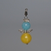 Pendant 'Ukraine' Aquamarine, Citrine (acrylic imitation), bead diameters 10.5 mm and 8 mm ±, length 32 mm ± with crystals and metal inlays