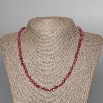 Natural Ruby Necklace with faceted cube beads, 4 mm diameter, 50 cm length
