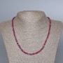 Necklace of natural ruby, faceted cube beads, 4 mm diameter, 45 cm long with clasp