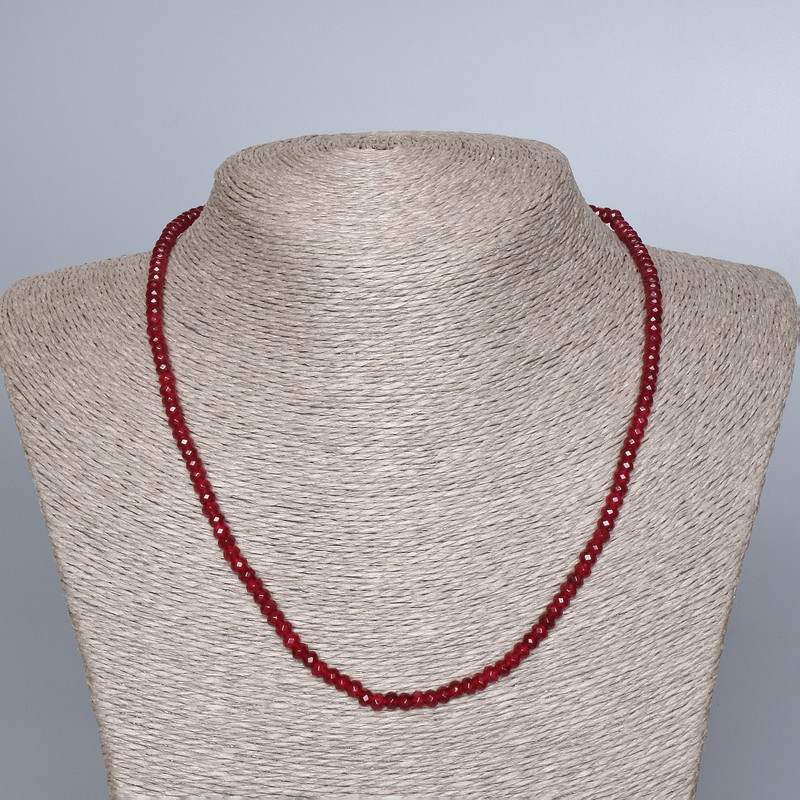 Necklace with imitation tourmaline, faceted rondel, diameter 4x3 mm ±, length 47 cm ±