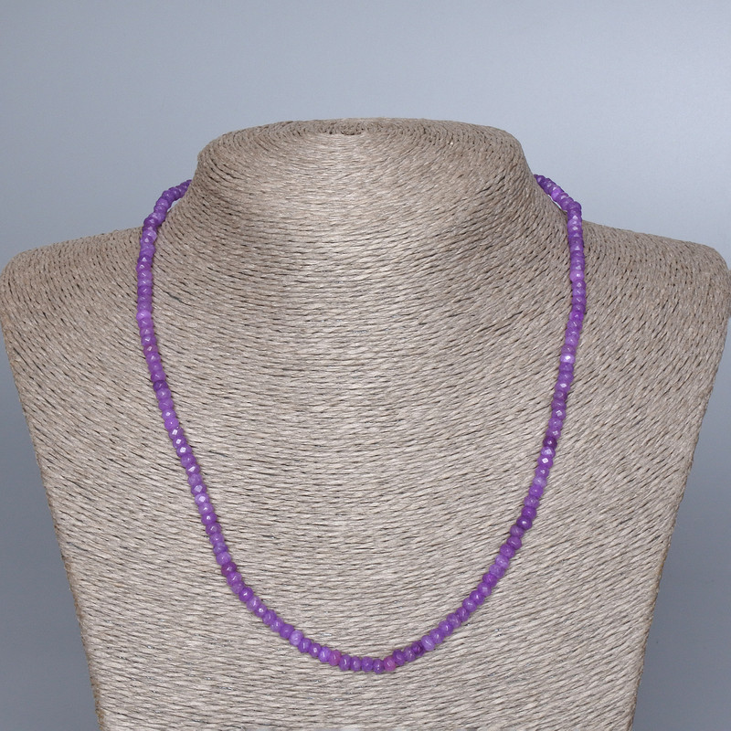 Imitation Amethyst Necklace, Faceted Rondelle Beads, 4x2.5 mm diameter, length 48 cm