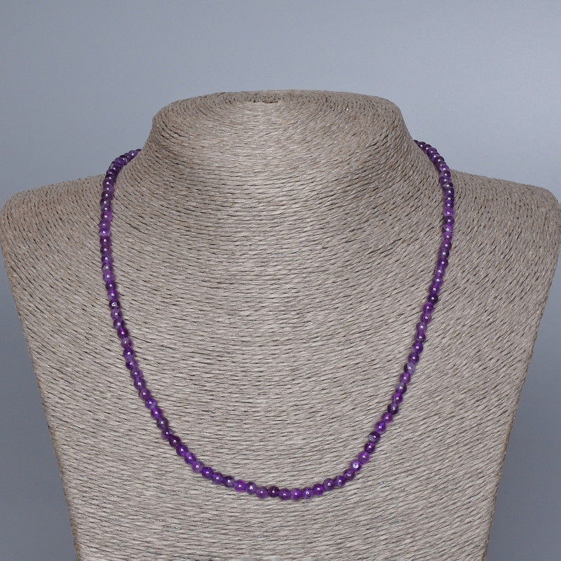 Amethyst Necklace with Natural Amethyst Beads, 4 mm