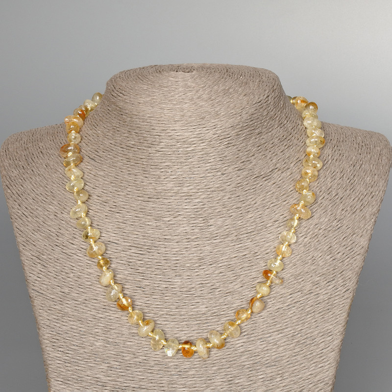 Citrine Necklace, natural stone, faceted, diameter 8x5 mm, length 49 cm