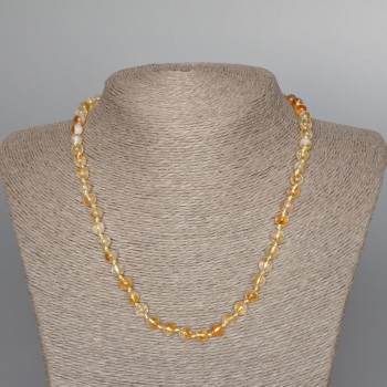 Citrine Necklace with Natural Stone — Smooth Beads, 6mm Diameter, 48cm Length