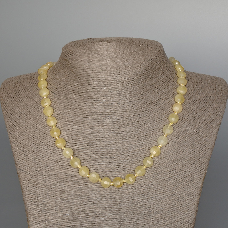 Citrine Necklace with natural stone, faceted coin beads, diameter 8.5×5.5 mm +/-, length 47 cm