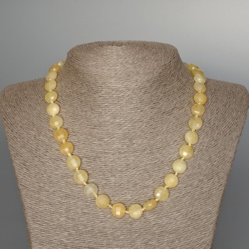 Citrine necklace, natural gemstone, coin-shaped faceted beads, diameter 10x6 mm, 5 mm +/-, length 48 cm