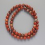 Red Jasper beads, natural stone, smooth round bead, diameter 6mm, length 38cm on a thread
