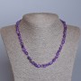 Amethyst natural stone faceted bead necklace, 7x9 mm diameter, 47 cm length