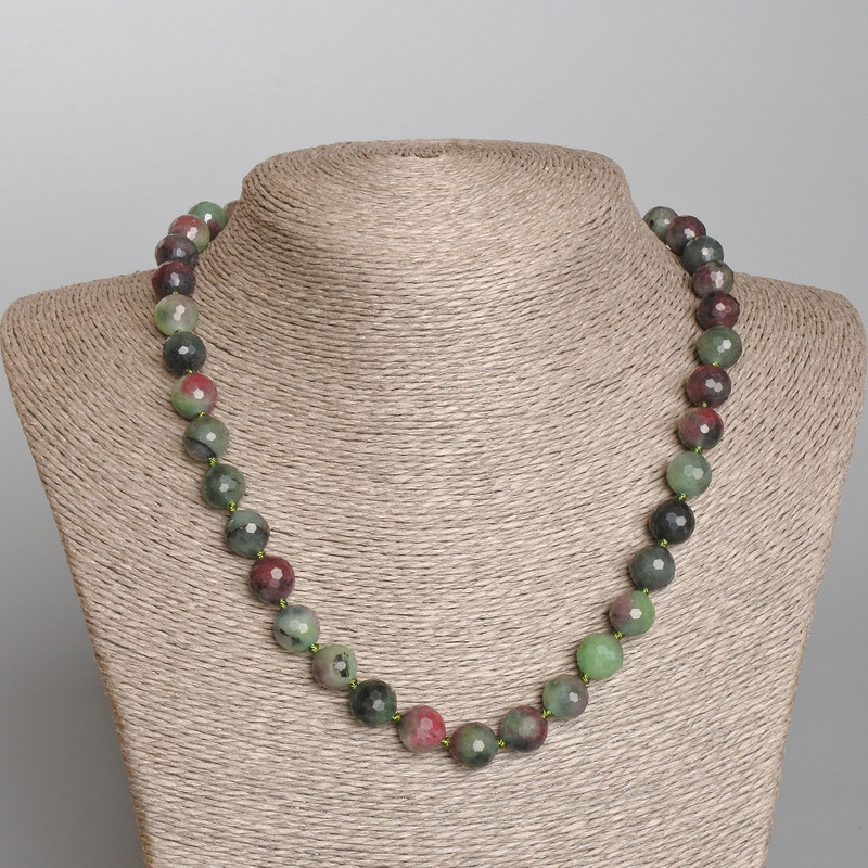 Zoisite Necklace, Natural Stone, Faceted Bead, 10 mm Diameter ±, 48 cm Length ±
