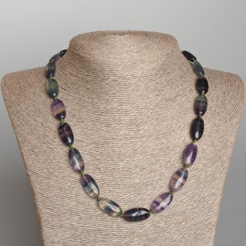 Necklace Fluorite natural stone oval, diameter 10×20 mm, length 50 cm