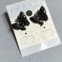 ( 10/15mm ) Butterfly Earrings with Black Rhinestone