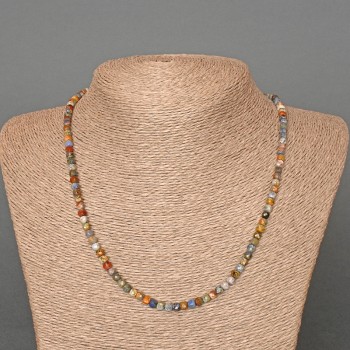 Sodalite necklace, natural gemstone, faceted cube beads, 4 mm diameter ±, 48 cm length ±