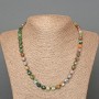 Green Jasper Necklace, Faceted Cubes, 7 mm Diameter, 51 cm Length