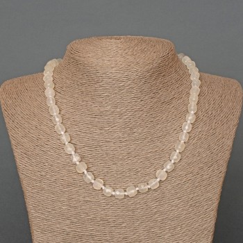 Rock crystal necklace with natural stone, faceted cube, diameter 7 mm ±, length 46 cm ±