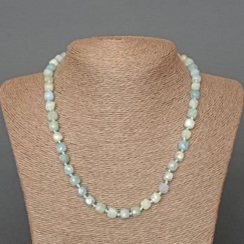 Aquamarine Necklace with Natural Faceted Cube Beads, 7 mm Diameter, approx. 50 cm Length