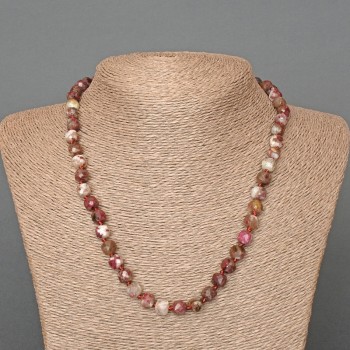 Necklace with Tourmaline - Faceted Cube Beads, Natural Stone, 7 mm Diameter, 49 cm Length