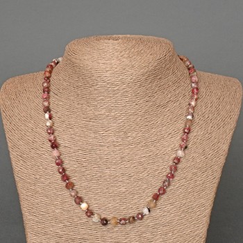 Tourmaline Necklace - Natural Stone with Faceted Cubes, 5mm Diameter, 49cm Length