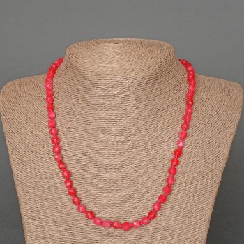 Raspberry Tourmaline Necklace with Natural Faceted Cubes, 5 mm Diameter, 49 cm Length