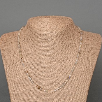 Necklace made of natural Labradorite with faceted cubes 4mm diameter, length 48cm
