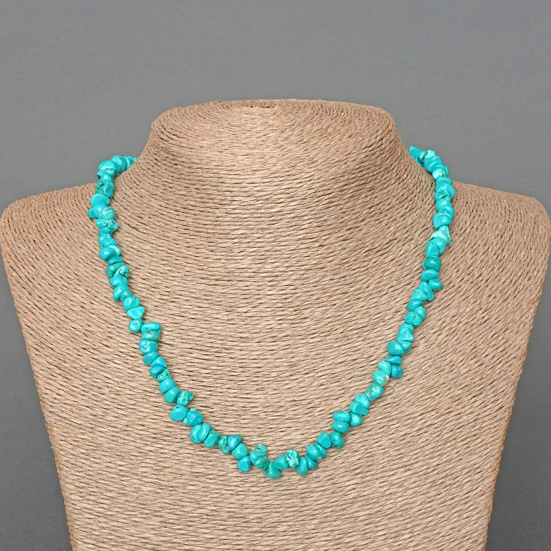 Howlite Necklace Turquoise-Toned Chips, 7x4 mm, Length 47 cm